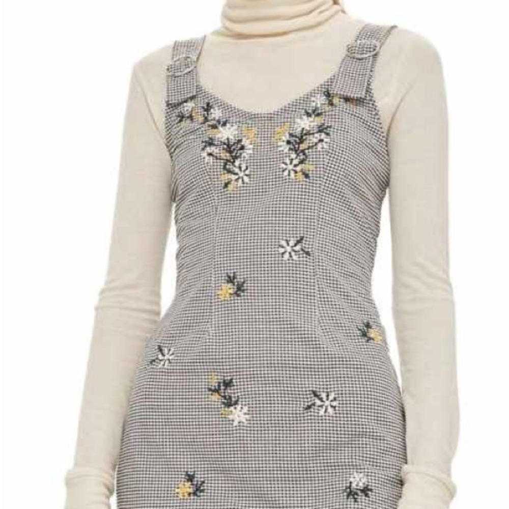 90s style jumper topshop gingham embroidered mini dress size 12
